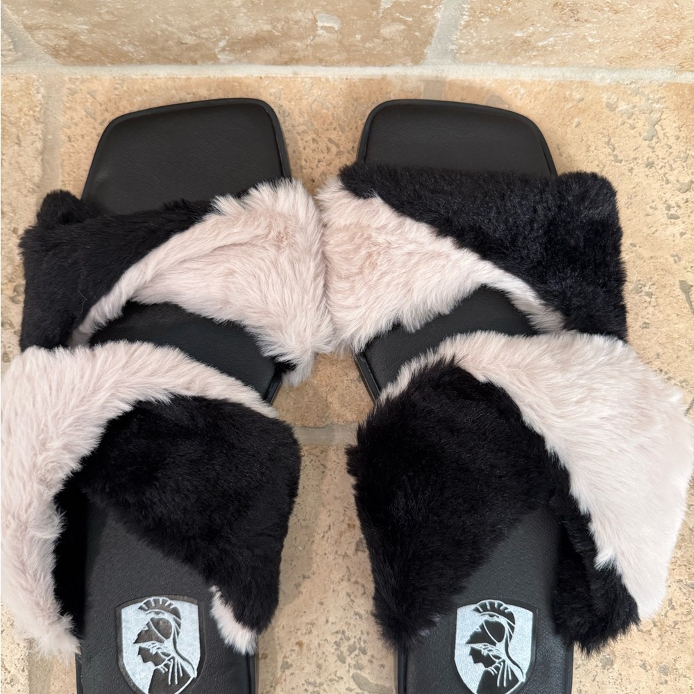 VHNY Vivienne Hu Designer Faux Fur Slipper Slides